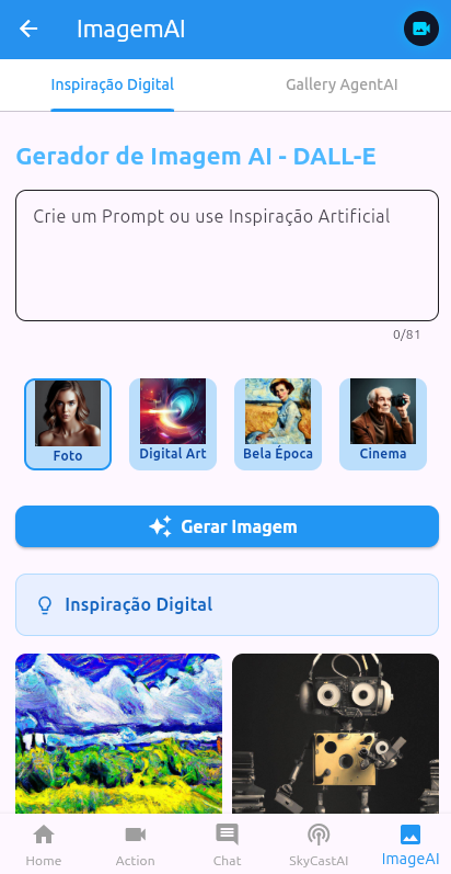 Image AI interface preview inside the phone mockup